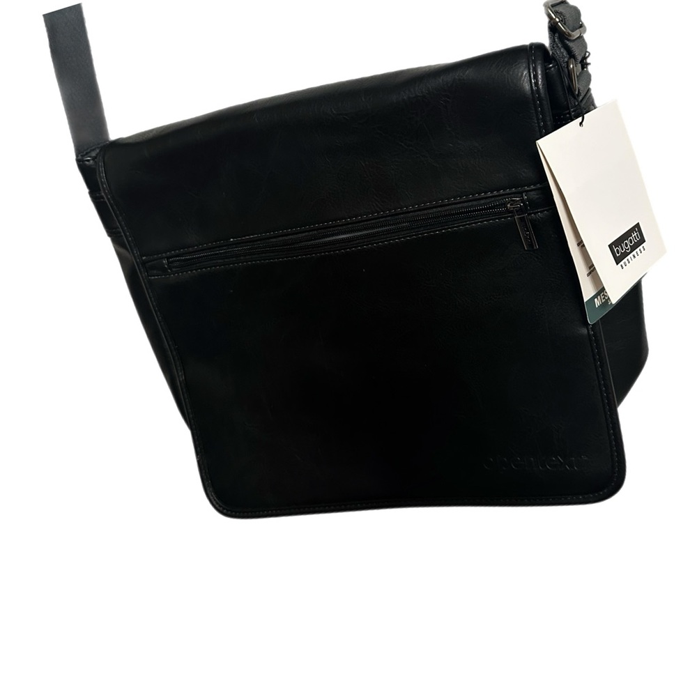 Bugatti Black Leather Messenger Bag